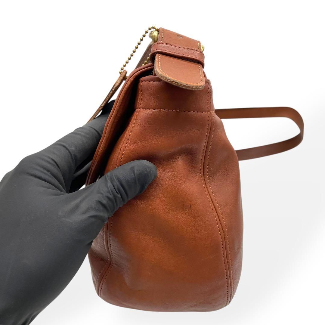 美品 希少 COACH オールドコーチ ショルダーバッグ USA製 レザー 茶