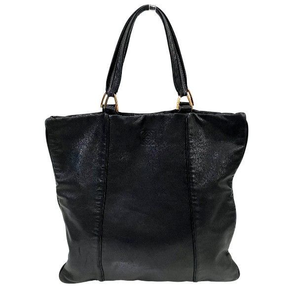 ロエベ アナグラム レザー ブラック バッグ ハンドバッグ レディース