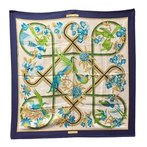 エルメス Hermes カレ90 Caraibes カリブ鳥 シルク ブランド小物