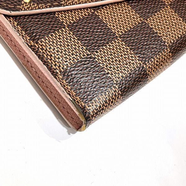  ルイヴィトン Louis Vuitton ダミエ ポルトフォイユ サラ N 60249 エベヌ スタッズ ローズバレリーヌ 2つ折り財布 レディース その他 その他