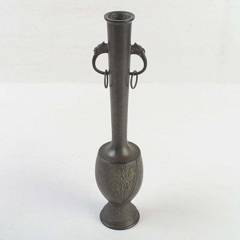 唐銅風炉師 藤井宗喜造 青海波龍耳環付 花入 共箱 C S496 - メルカリ