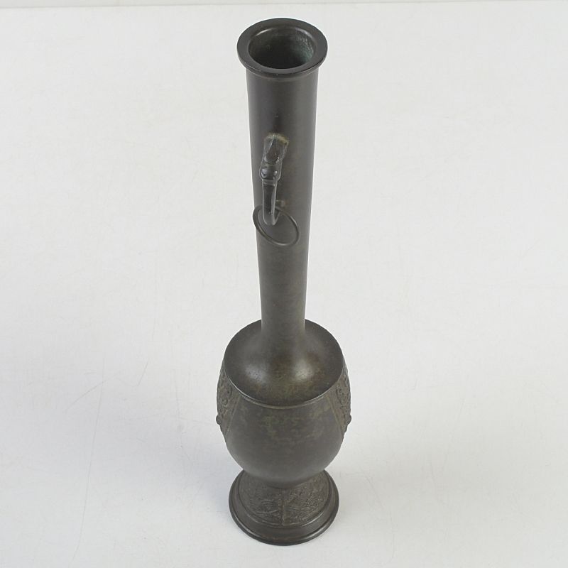 唐銅風炉師 藤井宗喜造 青海波龍耳環付 花入 共箱 C S496 - メルカリ