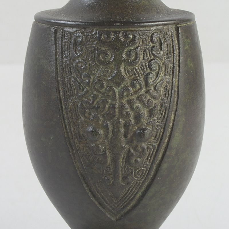 唐銅風炉師 藤井宗喜造 青海波龍耳環付 花入 共箱 C S496 - メルカリ