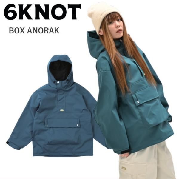 Mｻｲｽﾞ 24 25 6 KNOT BOX ANORAK JKT TEAL GREEN K 2405 シックスノット スノーボード スノボウェア レディース アノラックジャケット JACKET 2025