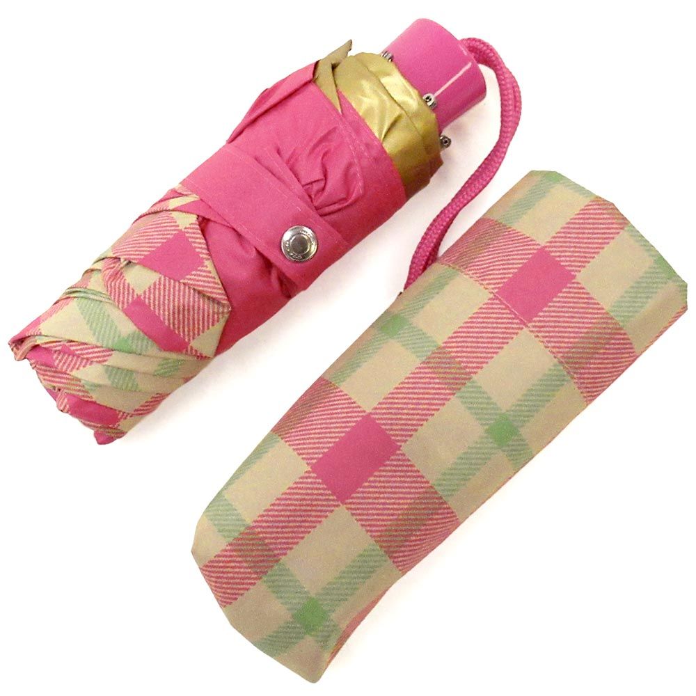 コーチ カサ COACH アウトレット UVカット 晴雨兼用 プレイド プリント ミニ アンブレラ 折り畳み傘 CBM 56 SVPMC