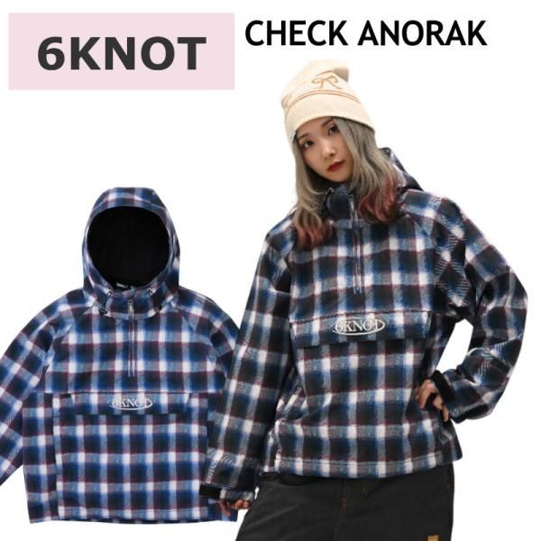 Mｻｲｽﾞ 25-26 6 KNOT CHECK ANORAK JACKET PLAY PURPLE K 2514 シックスノット スノボウェア レディース アノラックジャケット JKT