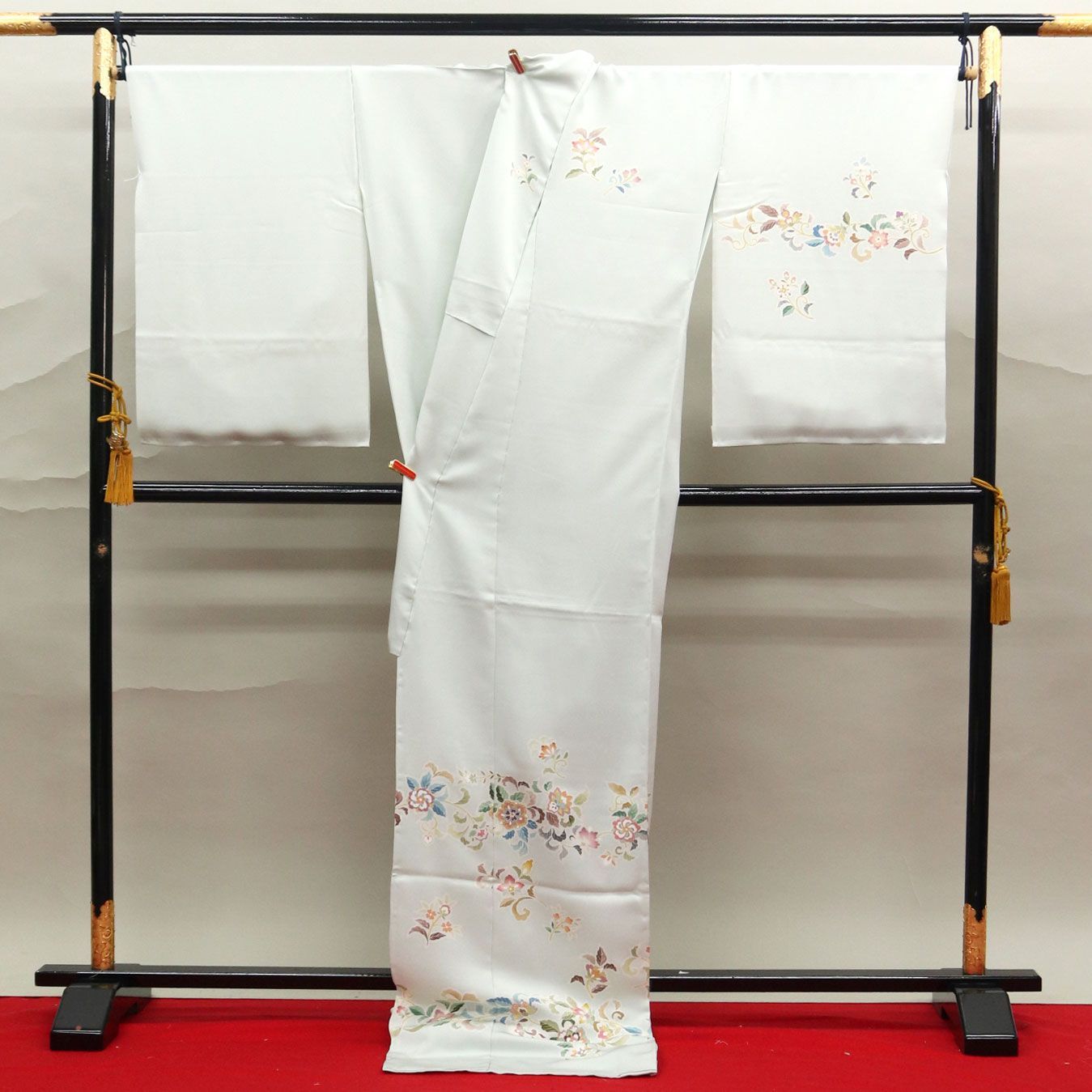 eha 3337 京都染匠 一富司 本加工 訪問着 灰黄緑色系 お仕立て付き １ヶ月半～２ヶ月で発送