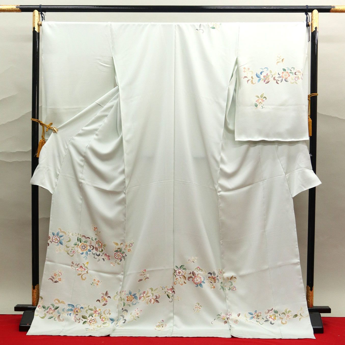  eha 3337 京都染匠 一富司 本加工 訪問着 灰黄緑色系 お仕立て付き １ヶ月半～２ヶ月で発送 訪問着 付け下げ 着物