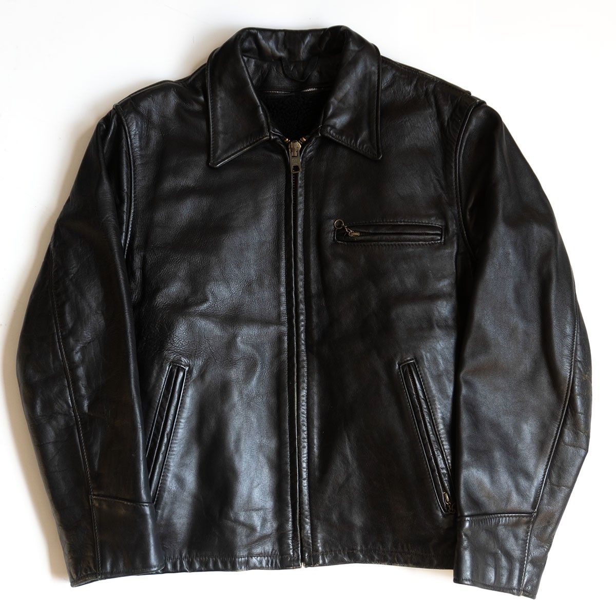 雰囲気抜群】SCHOTT【AT101/シングルライダースジャケット】38 襟