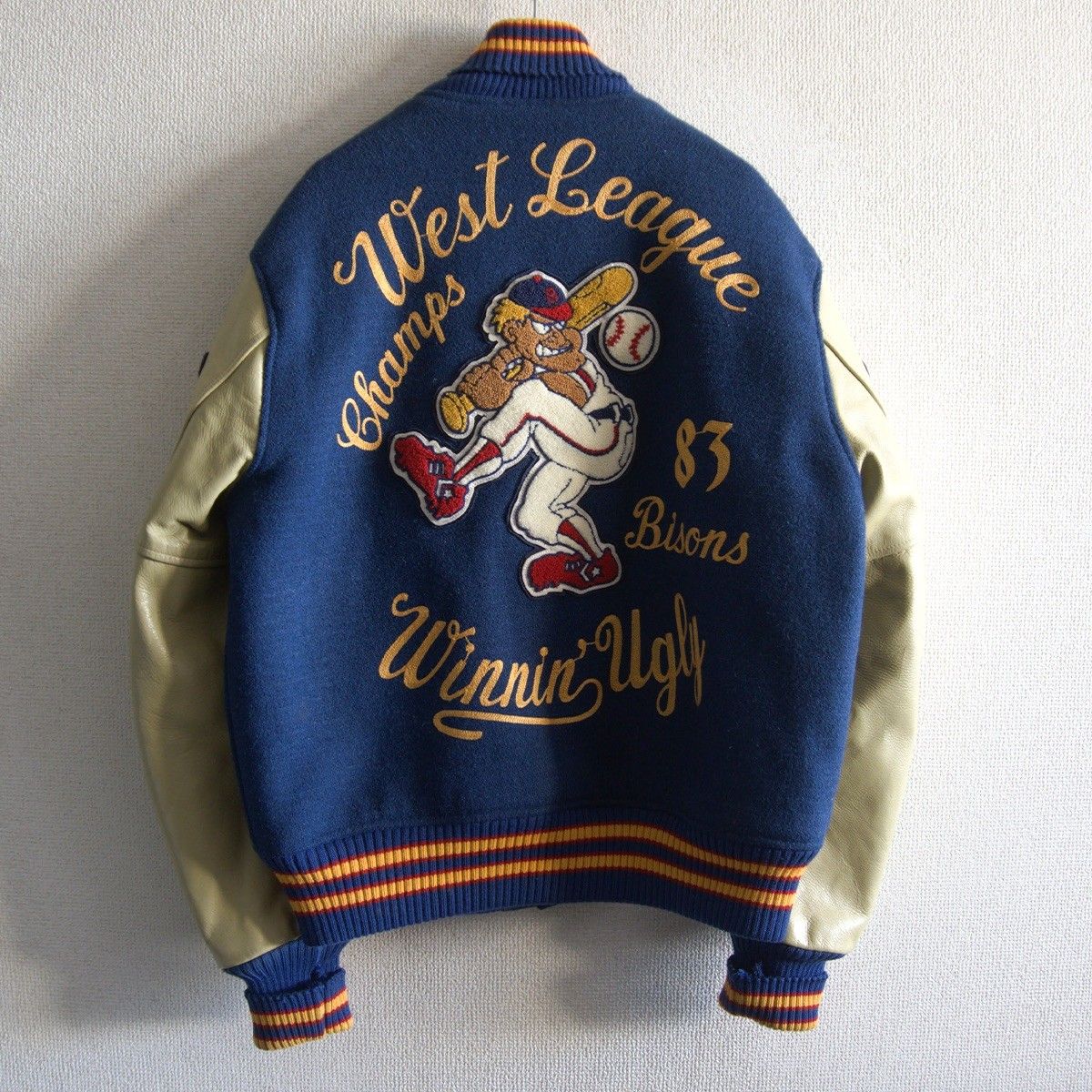 雰囲気抜群】WHITESVILLE【フルデコ レザースリーブ スタジャン】40