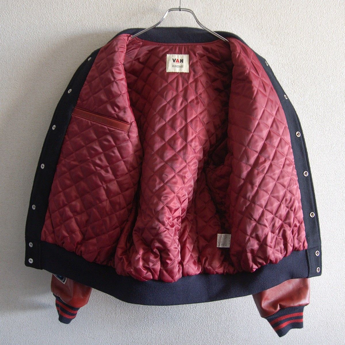 美品】VAN JAC【袖レザー スタジャン】LL ヴァン ワッペン スタジアム