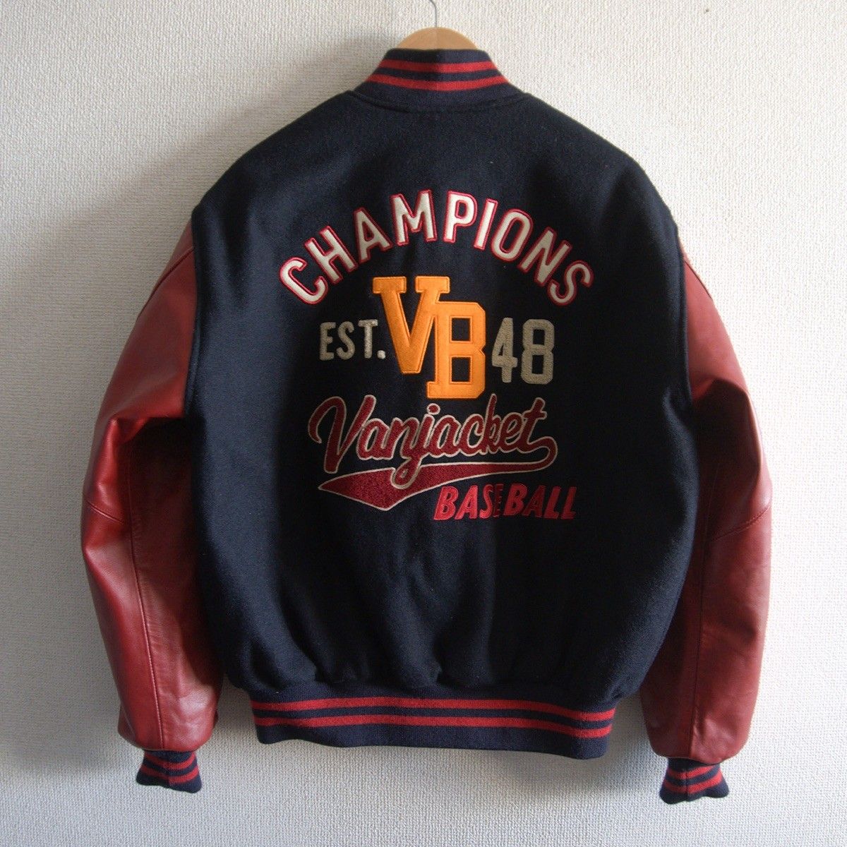 美品】VAN JAC【袖レザー スタジャン】LL ヴァン ワッペン スタジアム