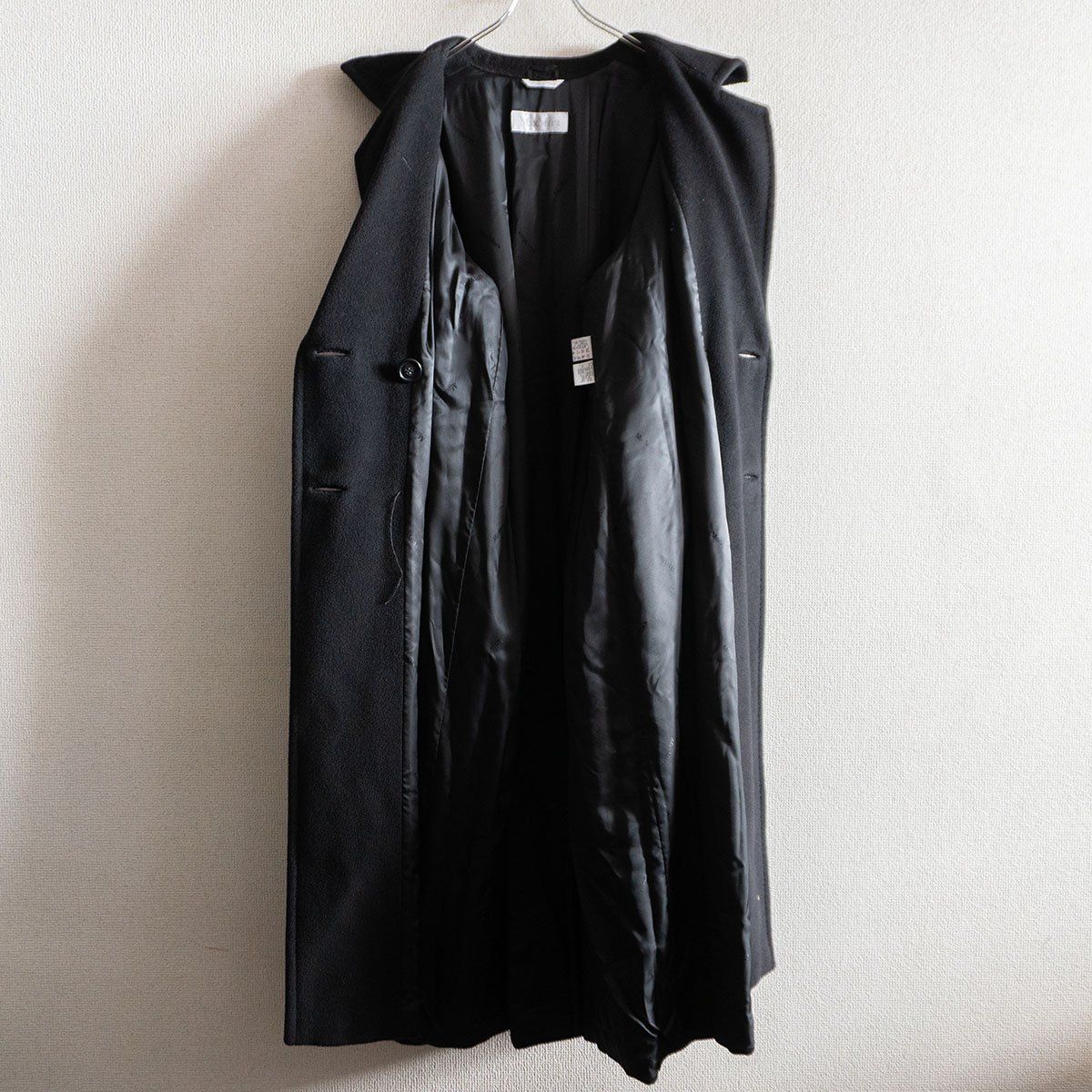 Max Mara　ロングコート　ダブルブレスト【美品】モヘヤ×ウール　42　黒 マックスマーラ黒 ダブルブレスト チェスターコート レディース