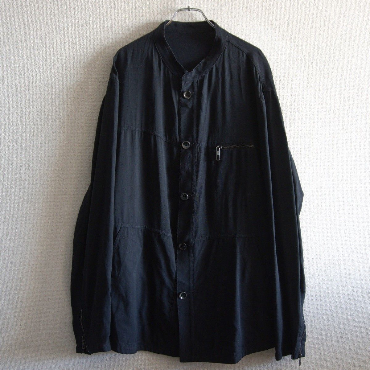 italy製 giorgio armani レーヨンシャツジャケット 美品】GIORGIO ARMANI【スタンドカラー レーヨン ジャケット】54