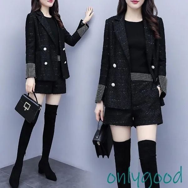 セットアップ レディース 秋冬 40代 2点セット アウター コート ショートパンツ パンツスーツ 大きいサイズ おしゃれ きれいめ 上品 通勤