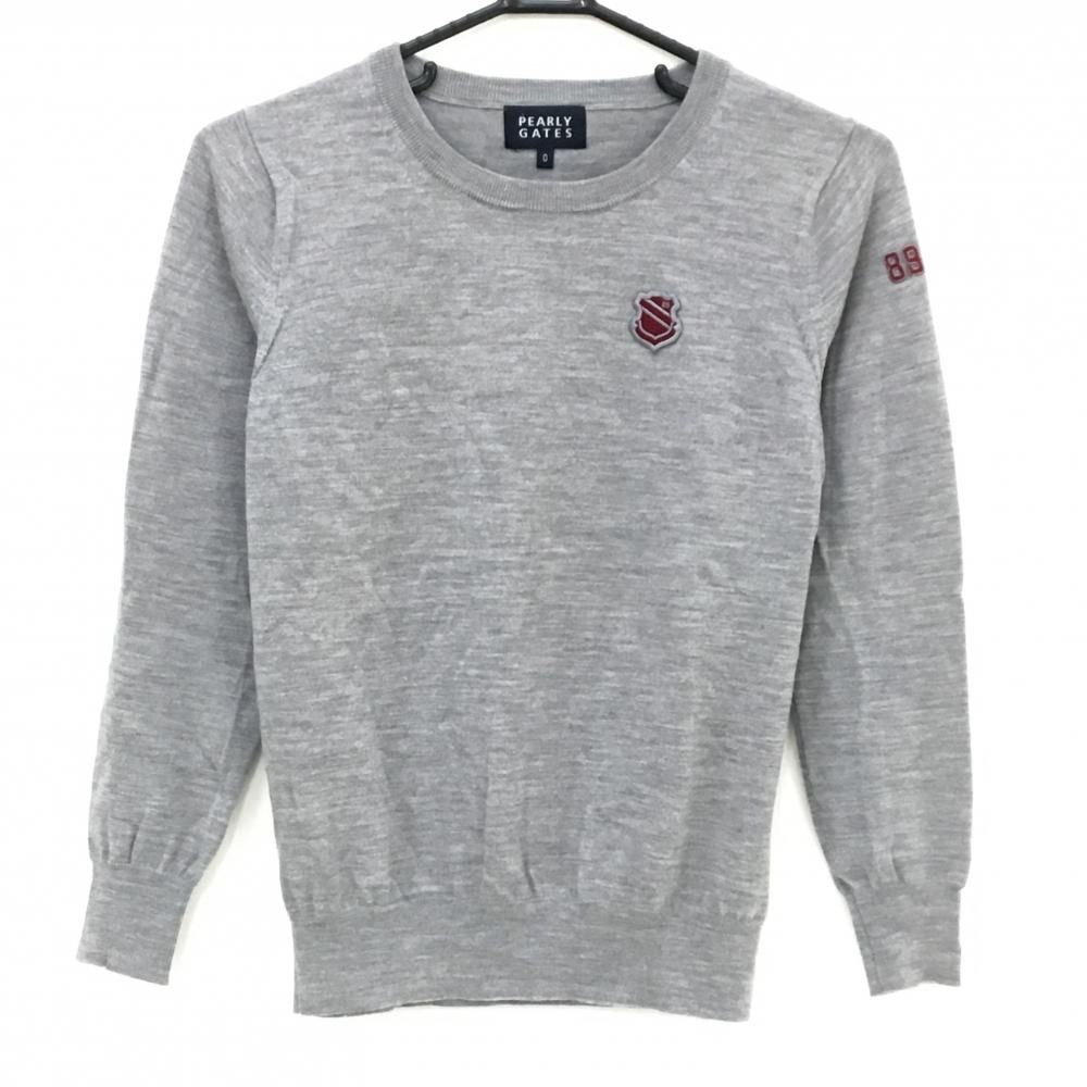 超 パーリーゲイツ セーター 杢グレー ワッペン ウール ニット レディース 0 S ゴルフウェア PEARLY GATES