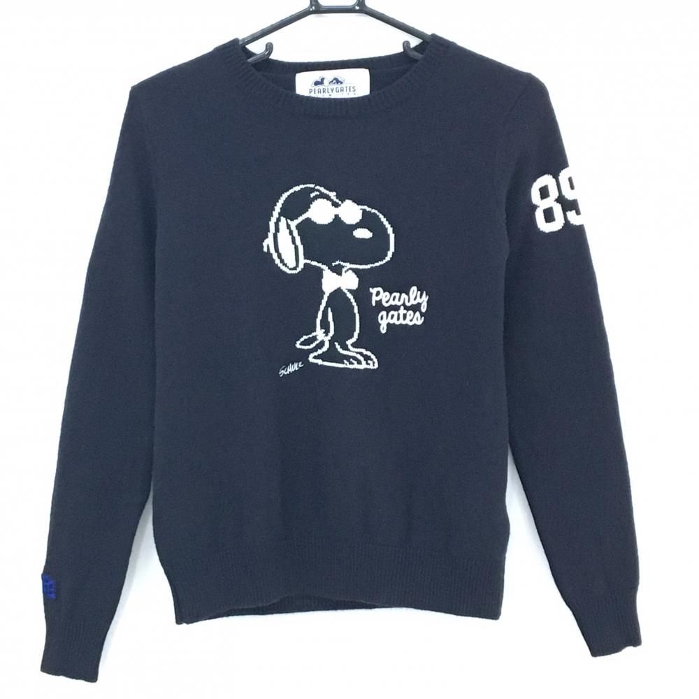超美品】パーリーゲイツ×PEANUTS セーター 黒×白 スヌーピー ウール100
