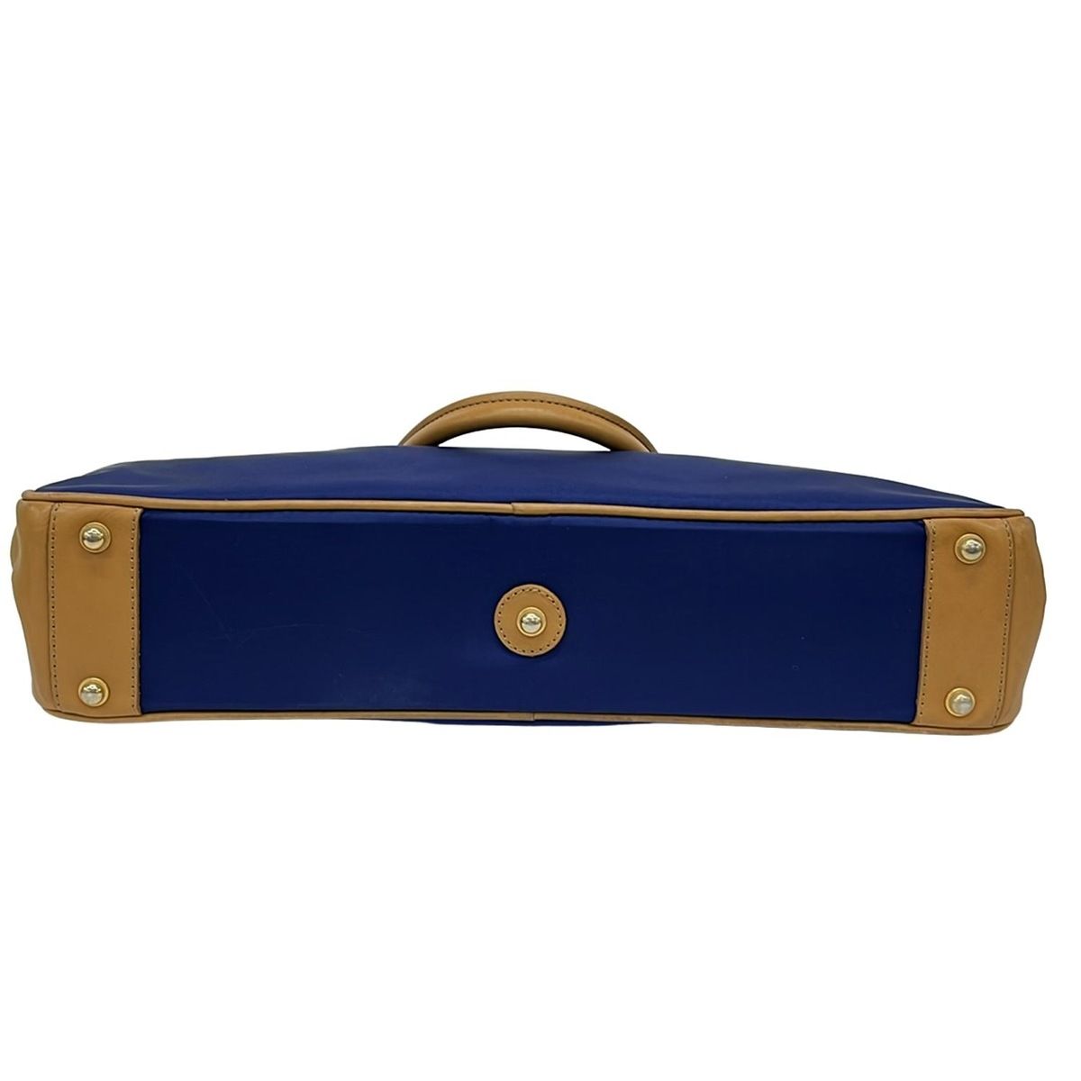  OROBIANCO オロビアンコ ビジネスバッグ - ブルー×ライトブラウン 本体ロックなし レザー ビジネスバッグ バッグ