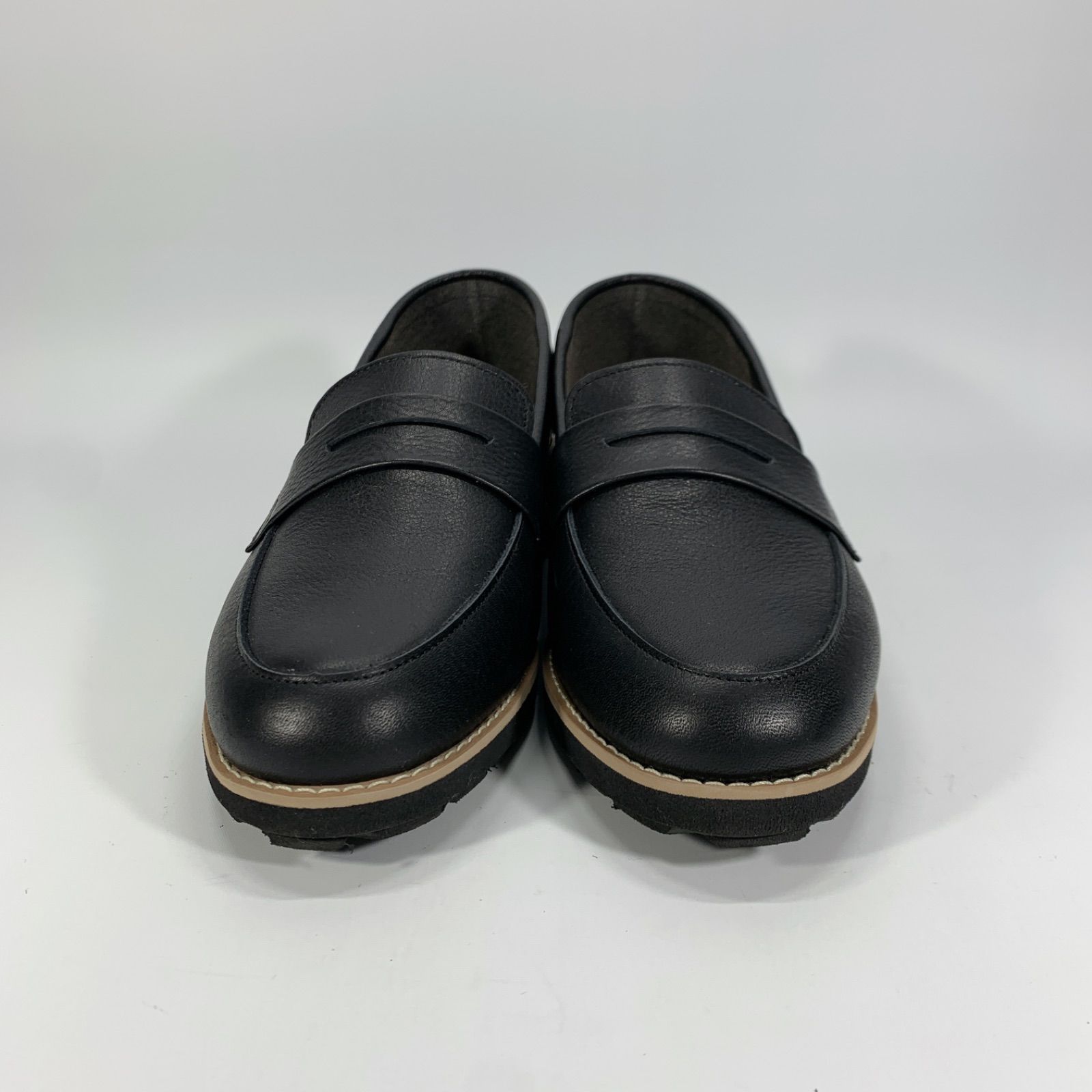 ◯ Recipe レシピ コインローファー レザー ブラック 21.5 カジュアルシューズ ソフトレザー 黒