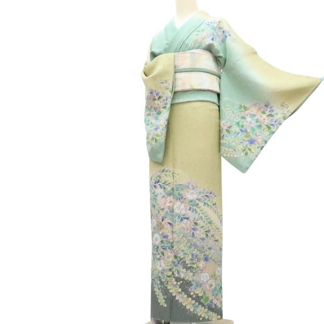 百華❀Y4237◇美品 作家物落款 辻が花 絞り 手縫い仕立て トールサイズ