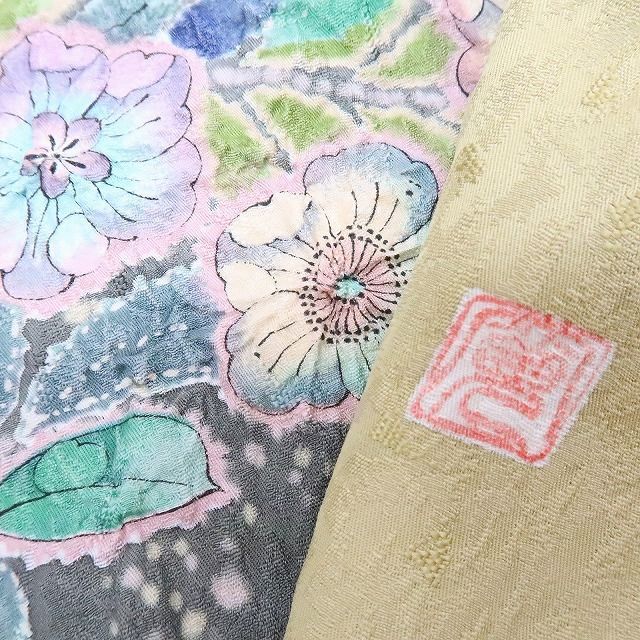 百華❀Y4237◇美品 作家物落款 辻が花 絞り 手縫い仕立て トールサイズ