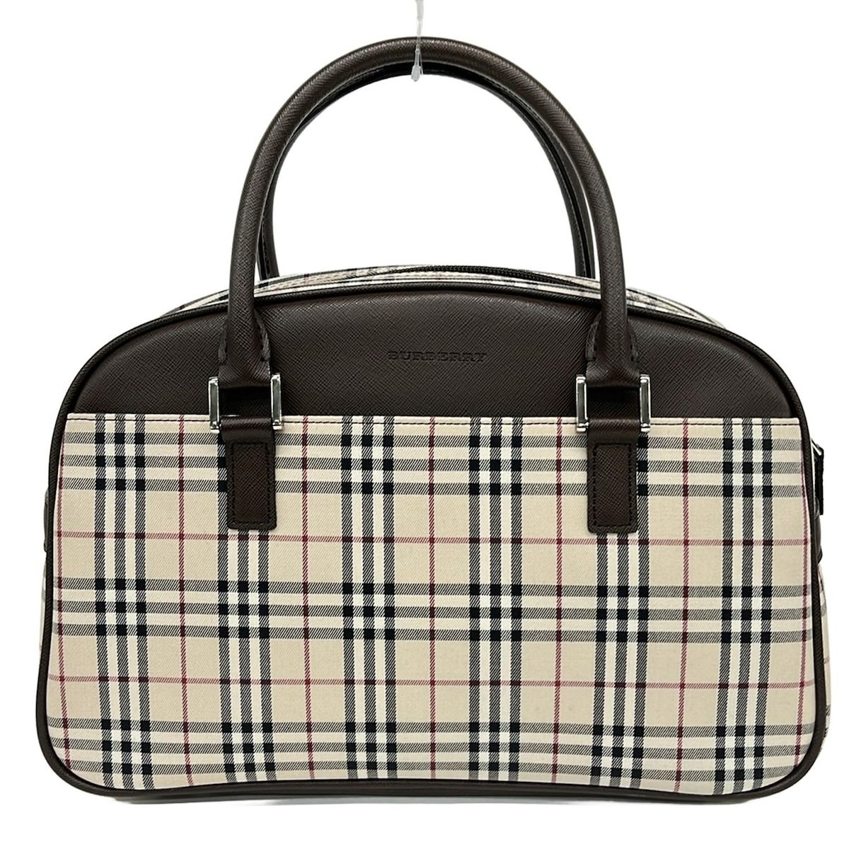 BURBERRY バーバリー ハンドバッグ ベージュ ダークブラウン マルチ チェック柄 ミニボストン レザー