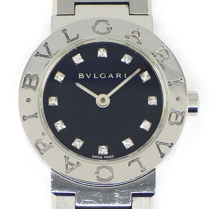ブルガリ BVLGARI 腕時計 ブルガリブルガリ BB 23 SS 12ポイント ダイヤインデックス ブラック文字盤 ロゴベゼル クオーツアナログ