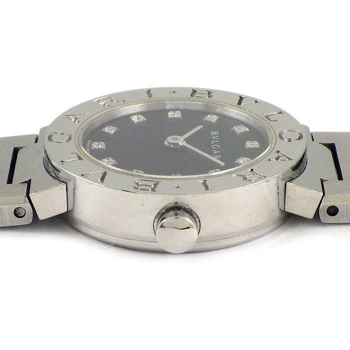 ブルガリ BVLGARI 腕時計 ブルガリブルガリ BB 23 SS 12ポイント ダイヤインデックス ブラック文字盤 ロゴベゼル クオーツアナログ