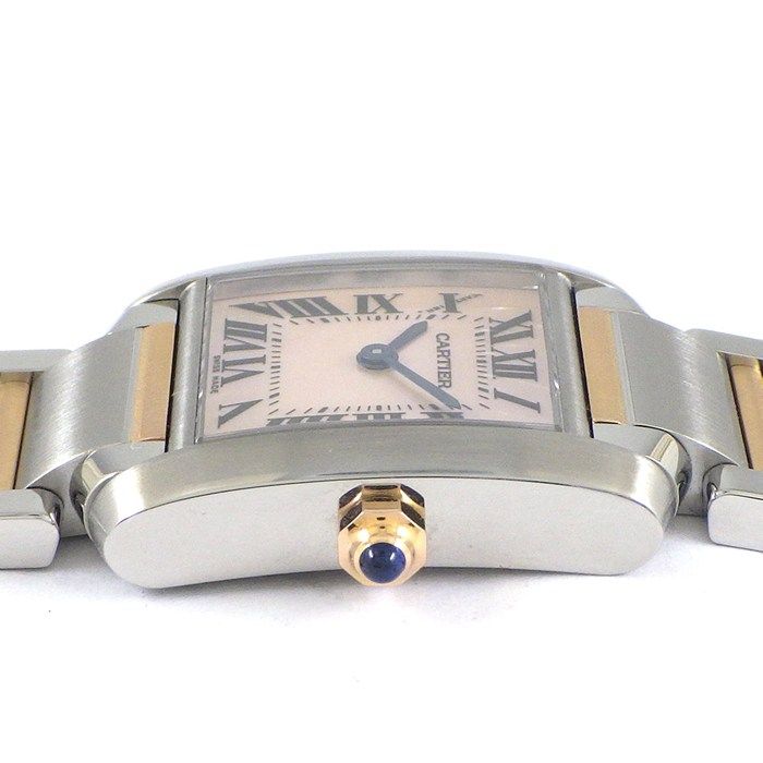カルティエ Cartier 腕時計 タンクフ ランセーズ SM スクエア ピンクシェル文字盤 K 18 PG SS クオーツアナログ