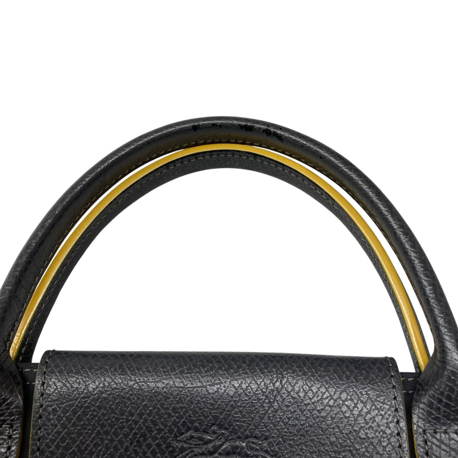 LONGCHAMP ロンシャン グレー、黄、シルバー トートバッグ - メルカリ