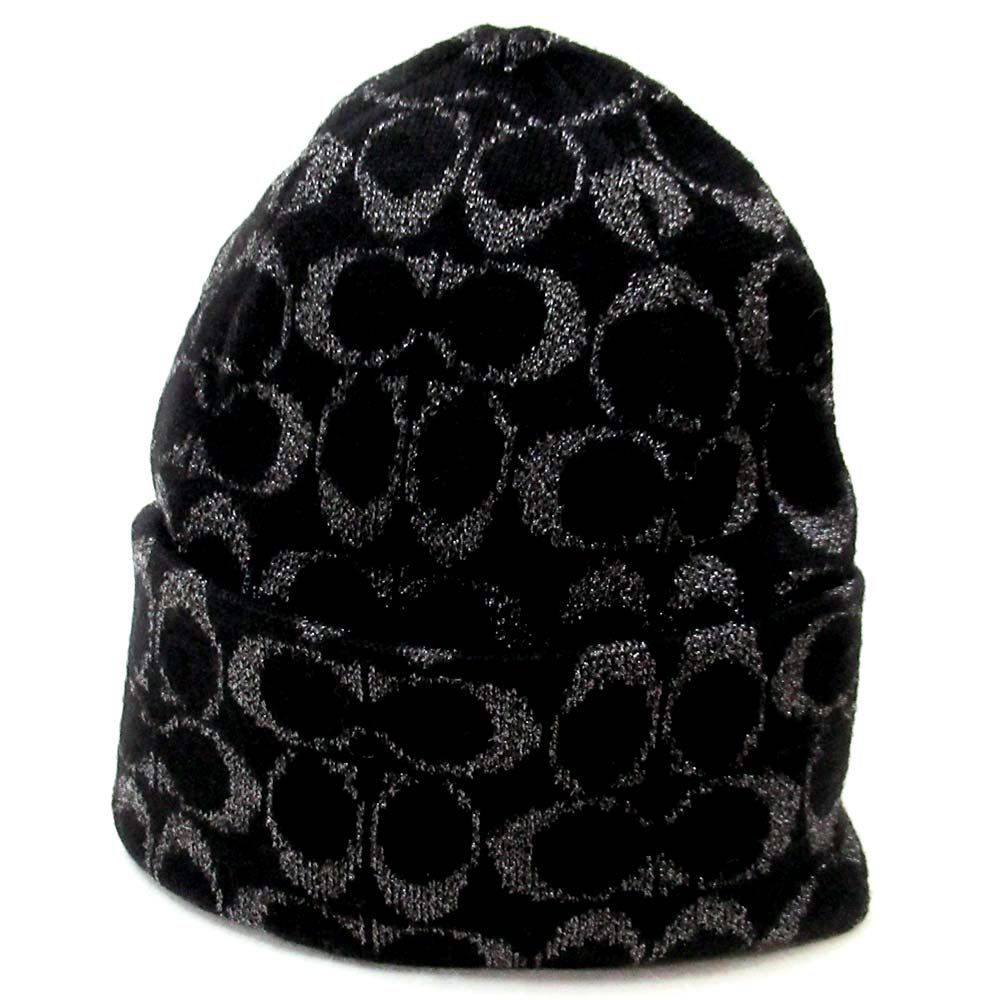 コーチ 帽子 COACH アウトレット メタリック シグネチャー C ビーニー ニットキャップ ニット帽 防寒 001