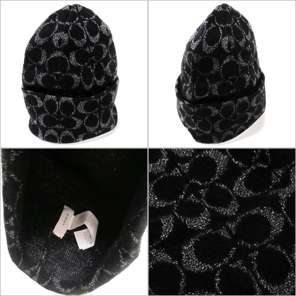 コーチ 帽子 COACH アウトレット メタリック シグネチャー C ビーニー ニットキャップ ニット帽 防寒 001