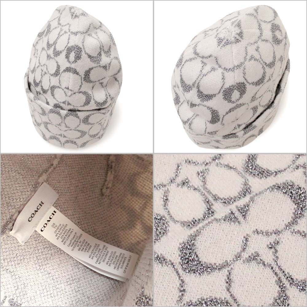 コーチ 帽子 COACH アウトレット メタリック シグネチャー C ビーニー ニットキャップ ニット帽 防寒 151