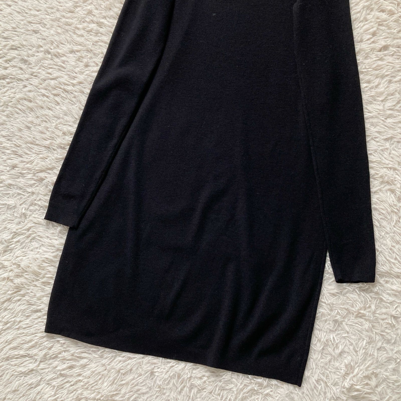 良品 セオリー Theory Vネック ポケット付き ニットワンピース 黒