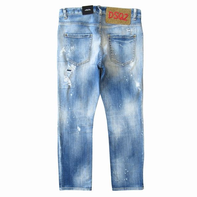 23 SS ディースクエアード クール ガール クロップド ジーンズ デニム パンツ ダメージ リペア ペイント 加工 ストレッチ サイズ36 ブルー レディース