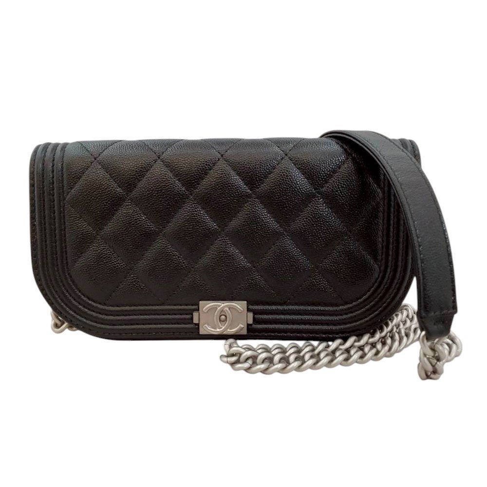 シャネル CHANEL キャビアスキン ボーイシャネル チェーンウォレット