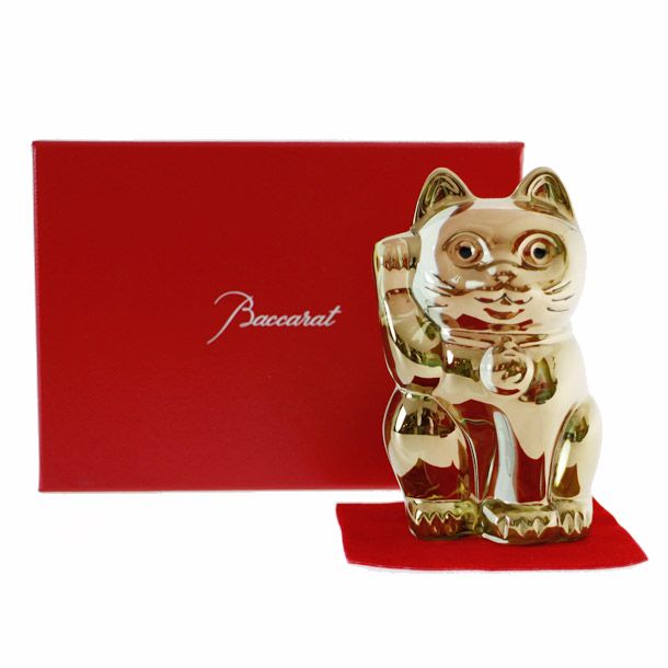 バカラ 置物 フィギアオーナメント 招き猫 ゴールド 【2612-997