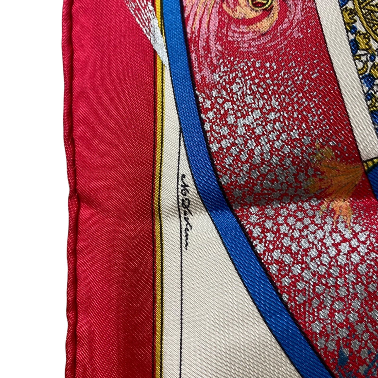 美品 エルメス カレ45 FEUX DARTIFICE シルクスカーフ 技巧の炎 ブルー