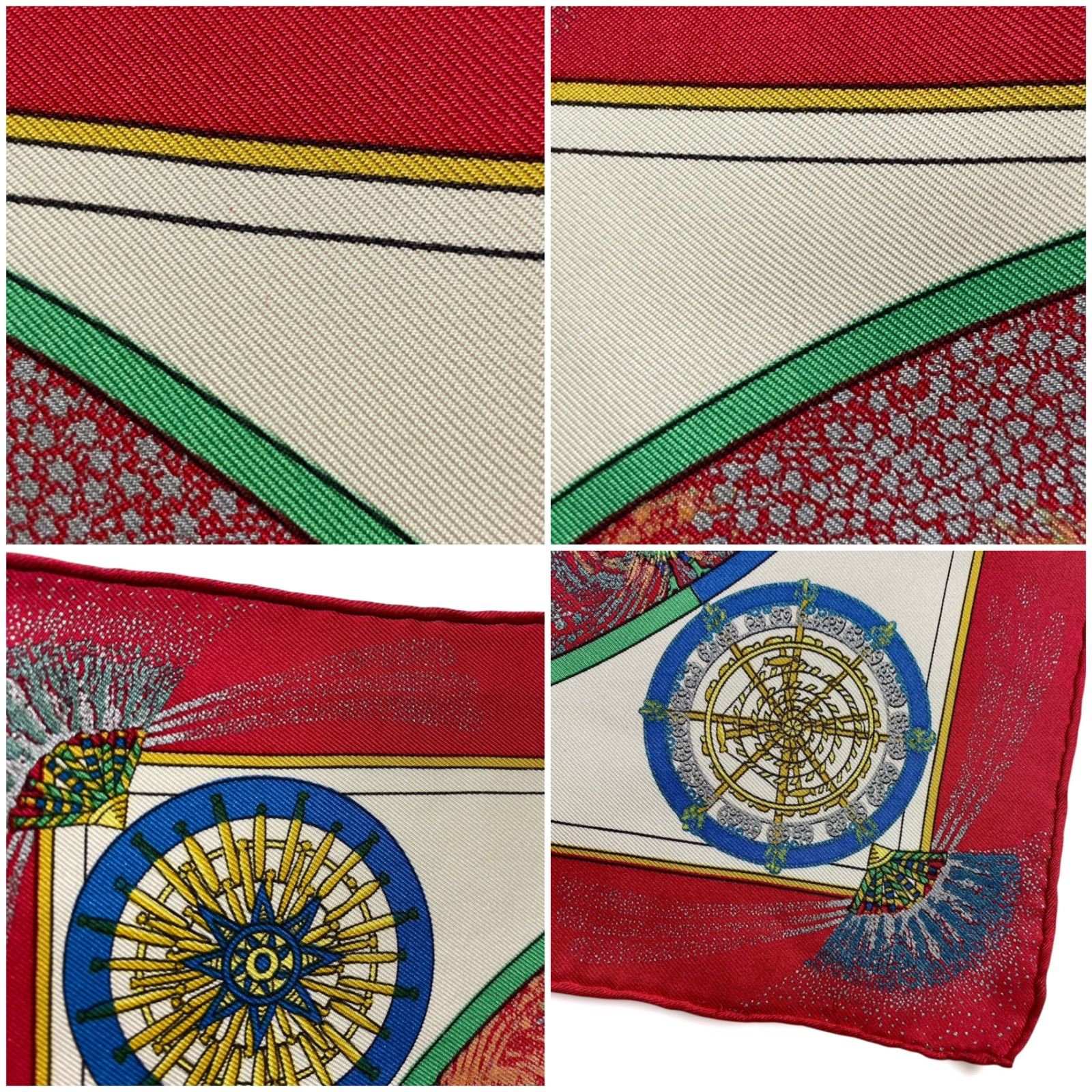 美品 エルメス カレ45 FEUX DARTIFICE シルクスカーフ 技巧の炎 ブルー