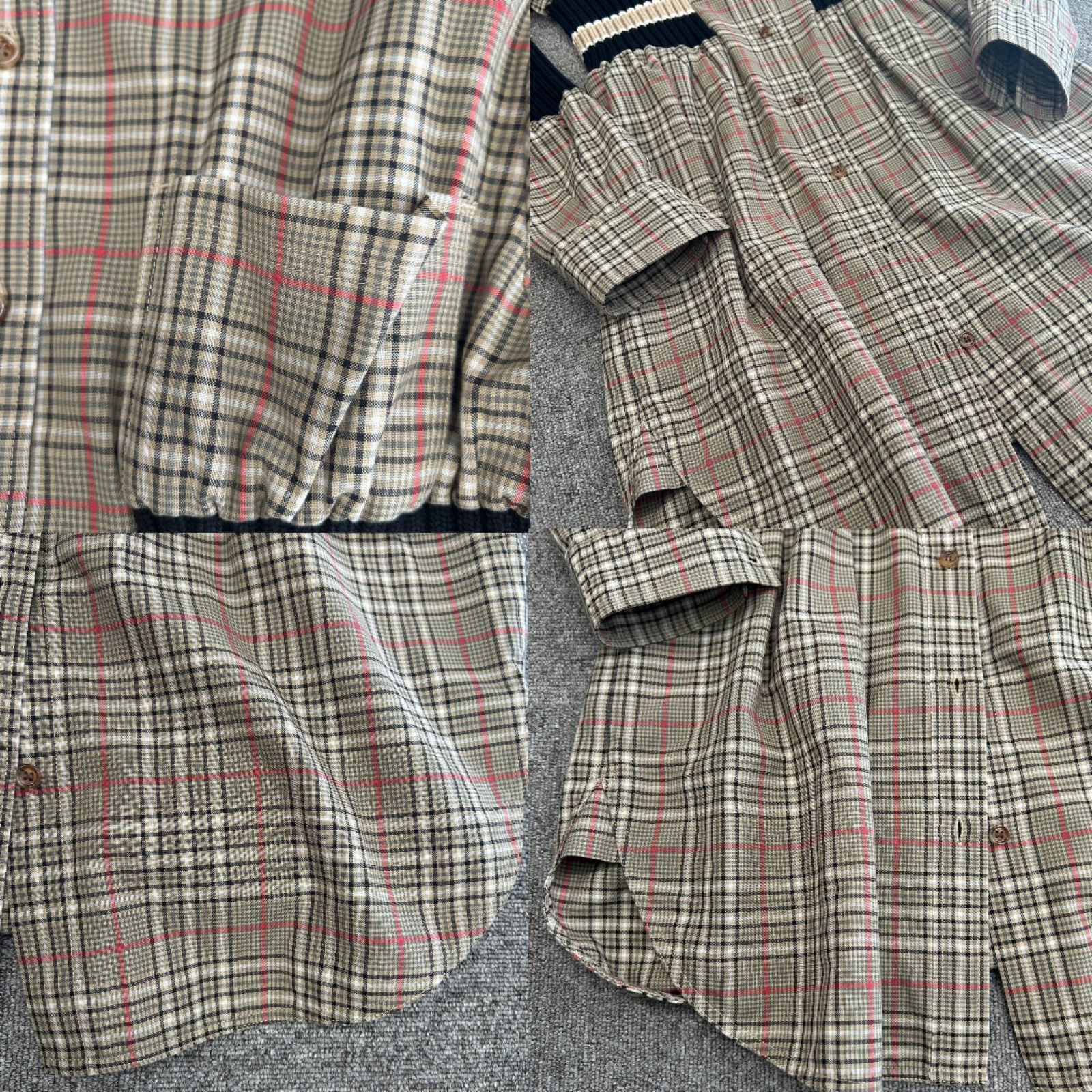  LONDON ENGLAND バーバリー ワンピース チェック ウエスト切替え ニット シャツ ノバチェック 38 レディース トップス カットソー 長袖 七分袖 ひざ丈ワンピース