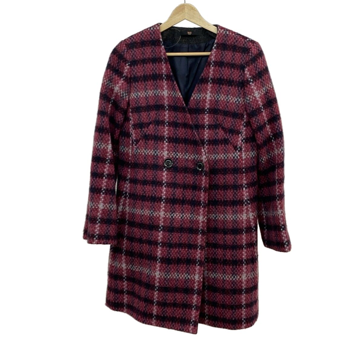DAKS ダックス コート サイズ38 L レディース - ピンク×ダークネイビー×マルチ 長袖 チェック柄 40 HOUSE CHECK ANNIVERSARY 冬