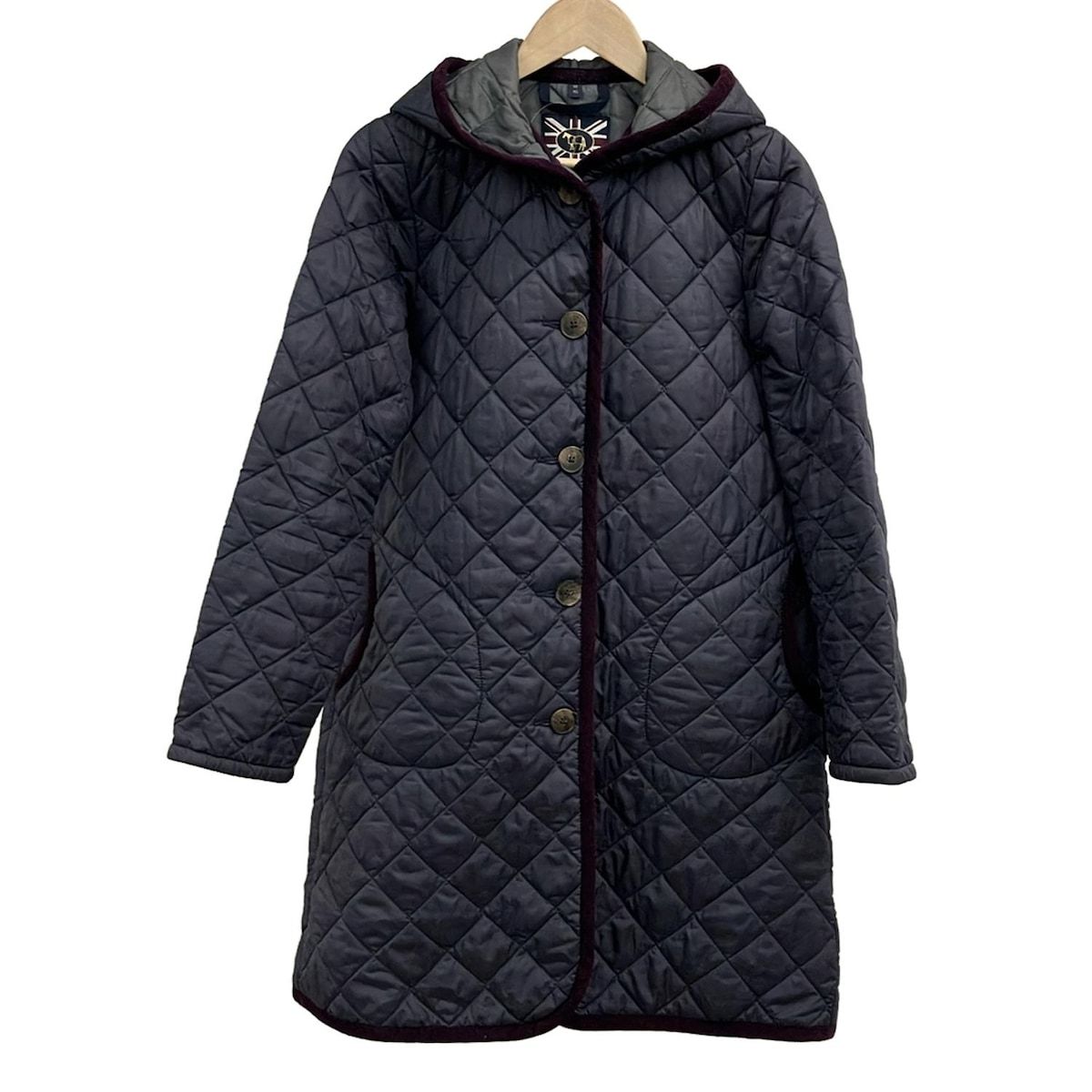 ラベンハム コート サイズ40 M レディース - ダークネイビー×パープル 長袖 キルティング 中綿 フード付き 冬