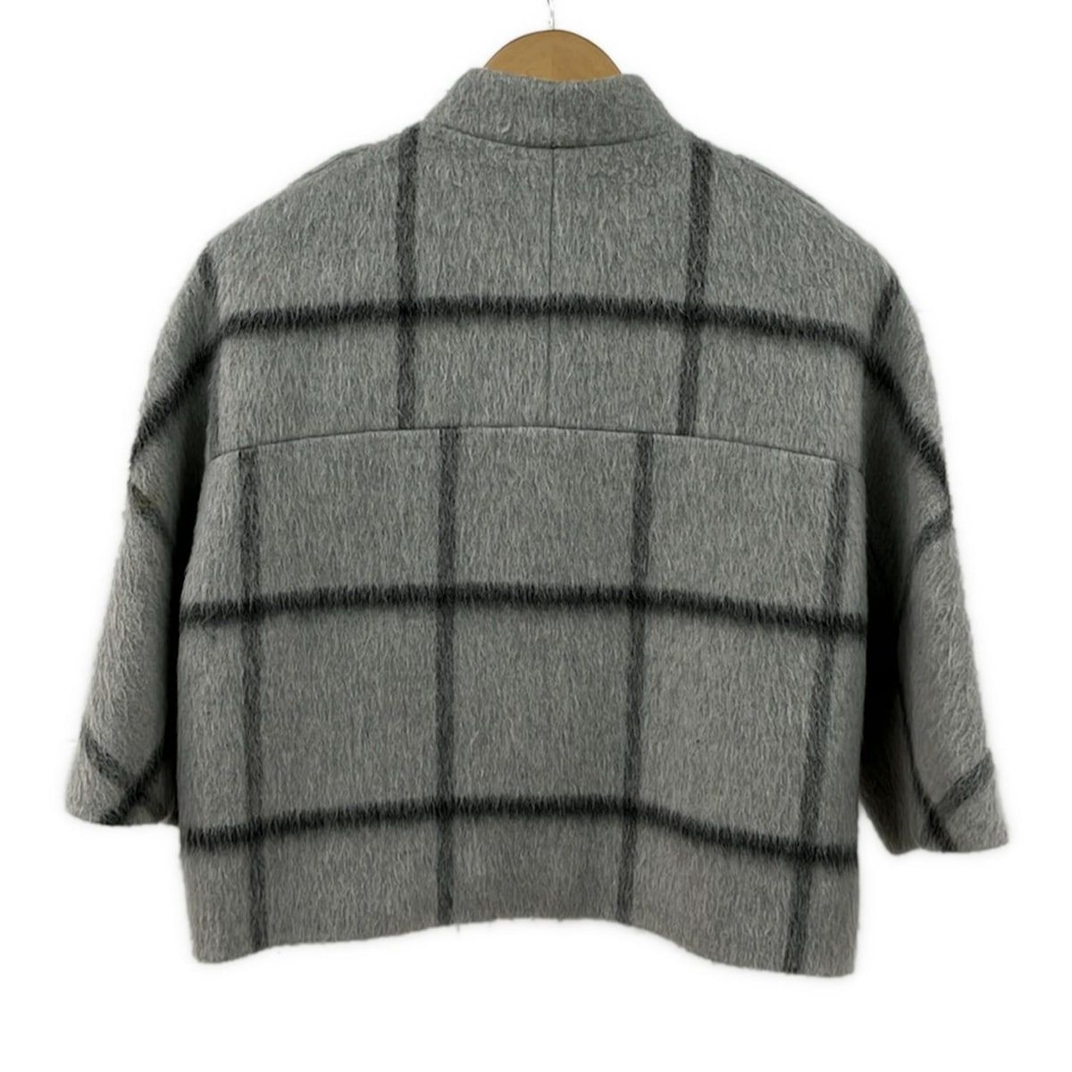 フォクシーニューヨーク コート サイズ40 M レディース - 34614 ライトグレー×ダークグレー 七分袖 ショート丈 秋 冬