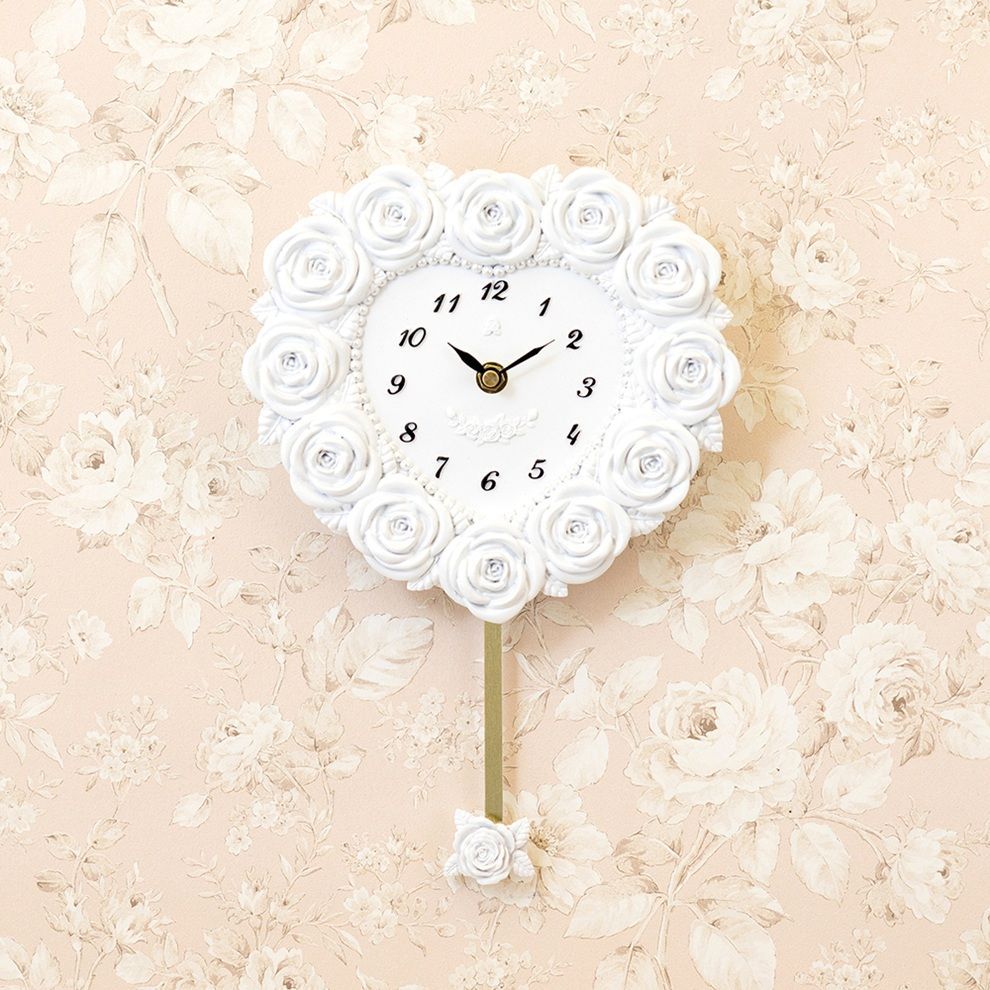 全国送料無料] 姫系ハート振り子時計 薔薇 スプレンディッドローズ