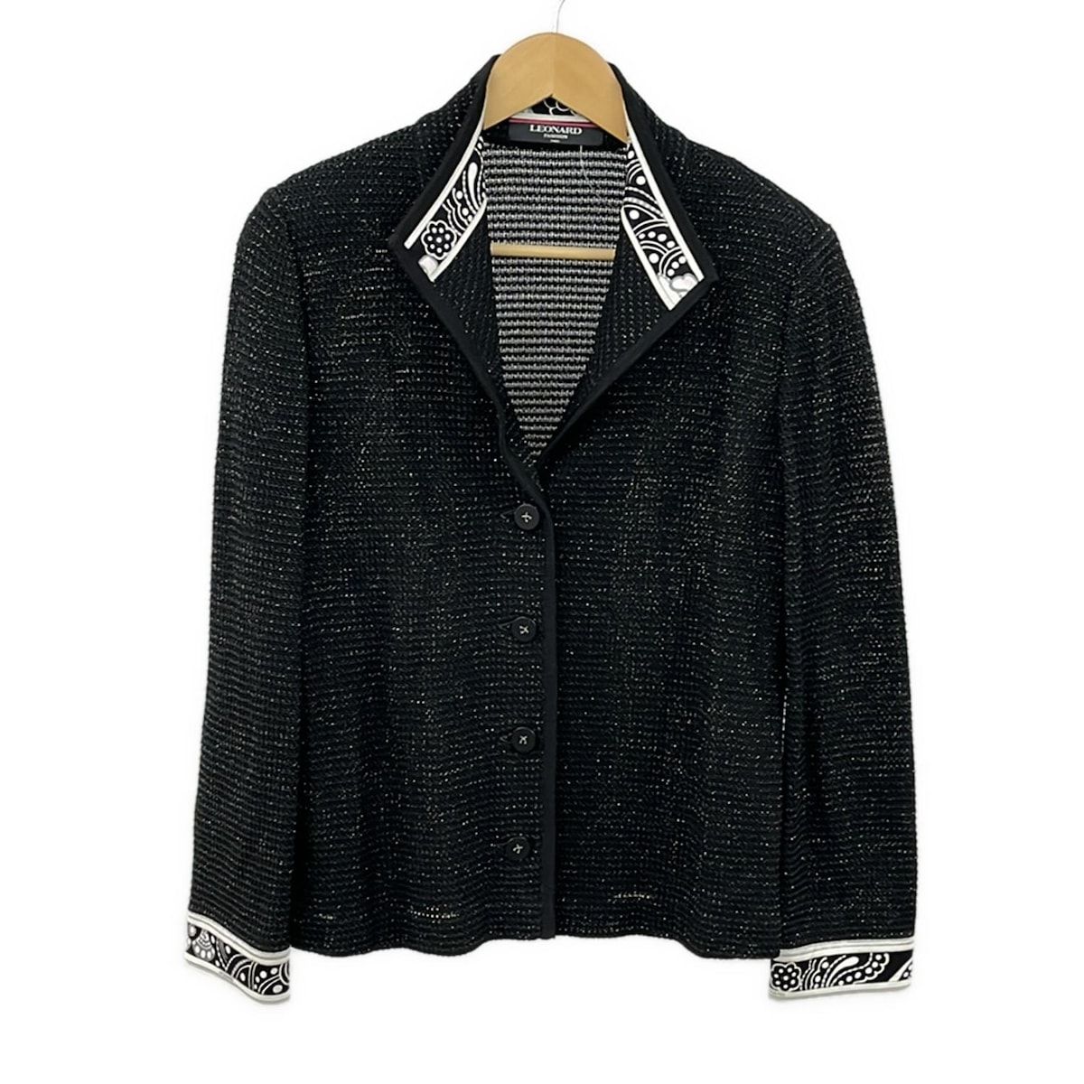 レオナールジャケットLサイズ LEONARD(レオナール) ジャケット サイズL L レディース美品 - 黒×白