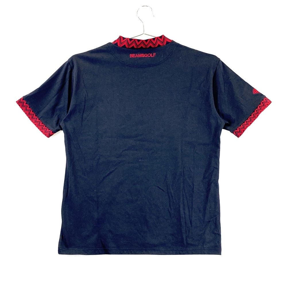 サイズ L BEAMS GOLF ビームスゴルフ モックネック半袖Tシャツ ネイビー系 ゴルフウェア メンズ ストスト