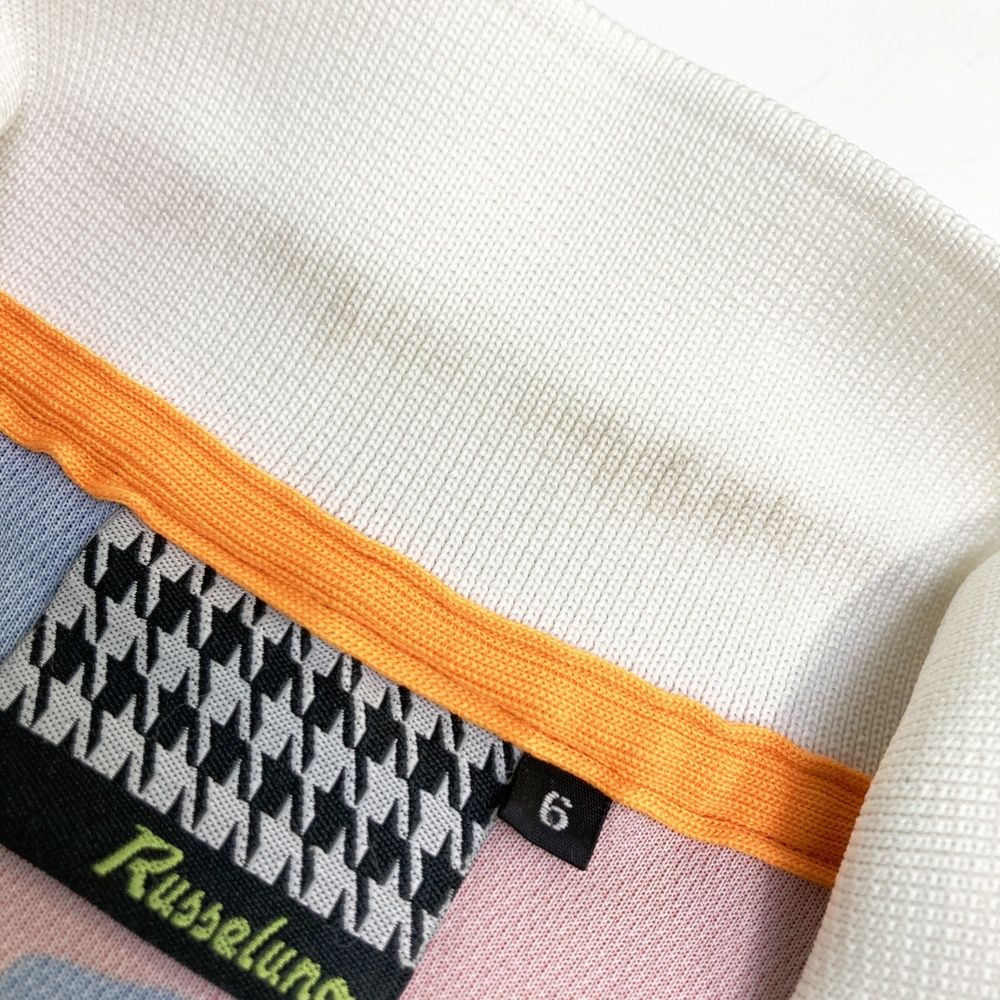 サイズ：6 RUSSELUNO ラッセルノ 半袖ポロシャツ 総柄 グレー系