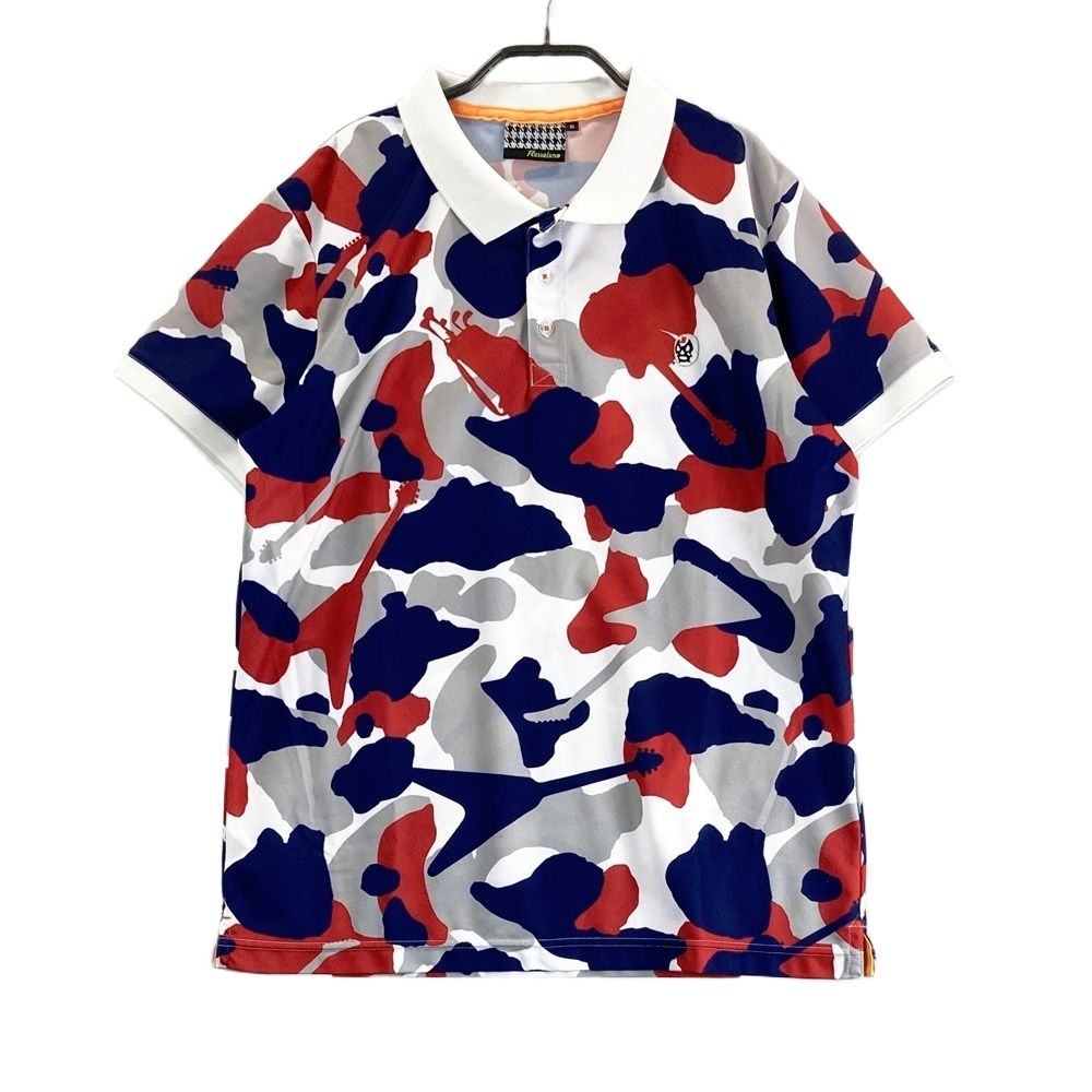 サイズ：6 RUSSELUNO ラッセルノ 半袖ポロシャツ 総柄 グレー系