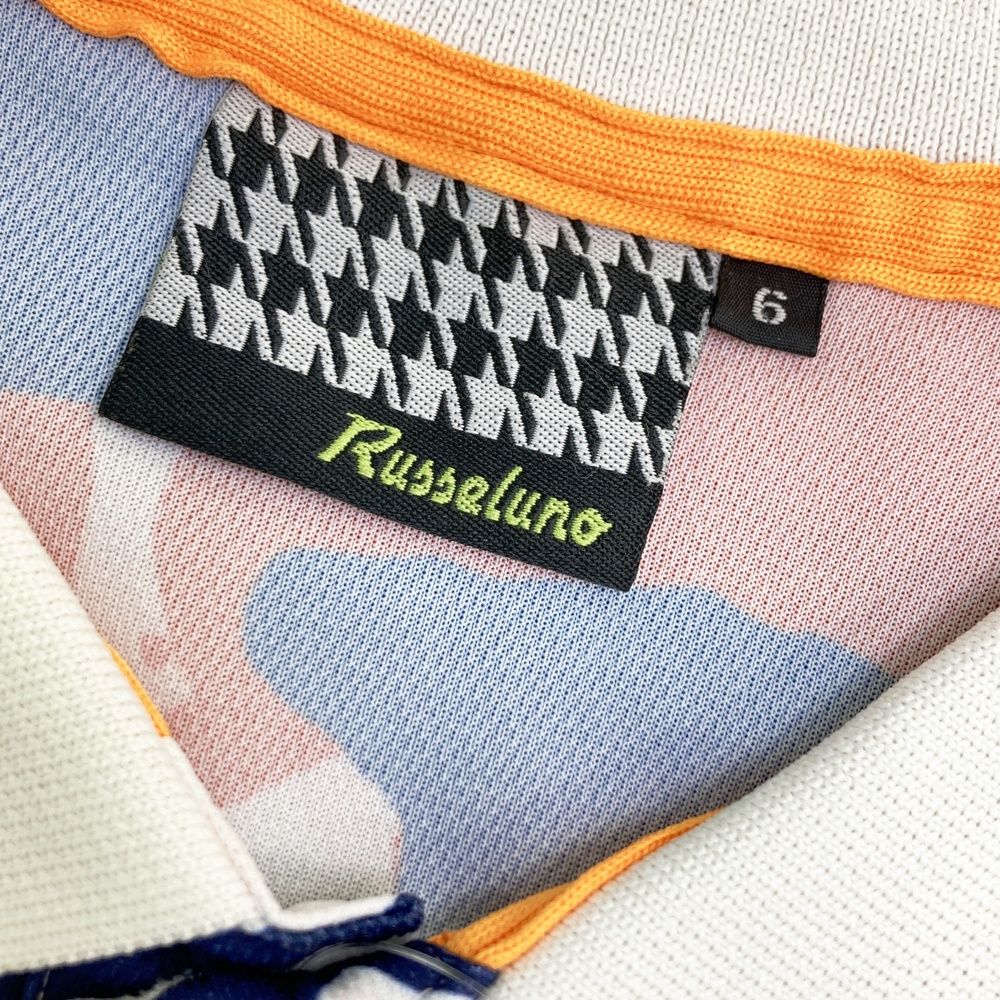 サイズ：6 RUSSELUNO ラッセルノ 半袖ポロシャツ 総柄 グレー系