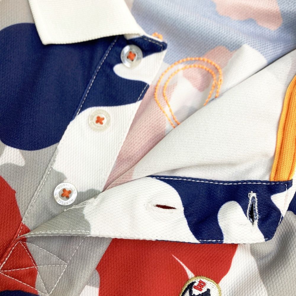 サイズ：6 RUSSELUNO ラッセルノ 半袖ポロシャツ 総柄 グレー系